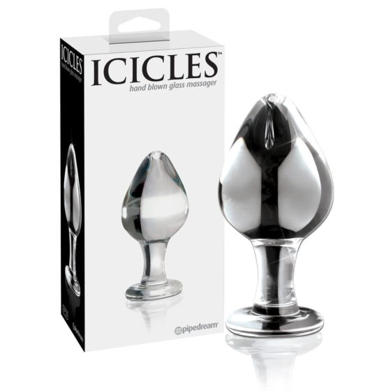 Icicles No. 25 - stožčast steklen analni dildo (prosojen)