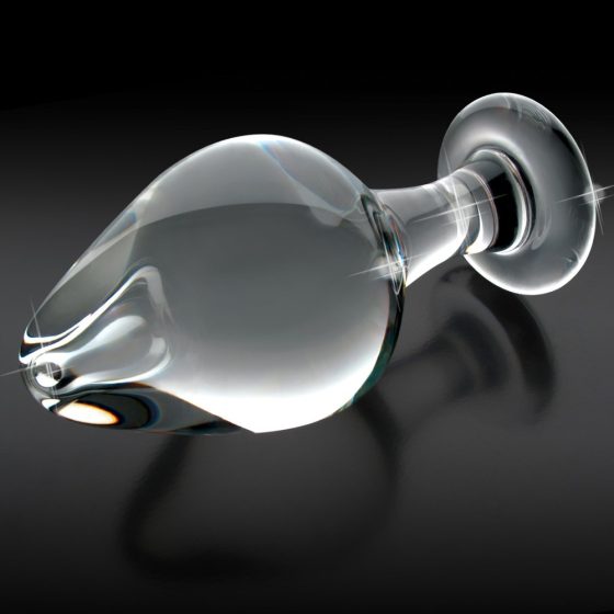 Icicles No. 25 - stožčast steklen analni dildo (prosojen)