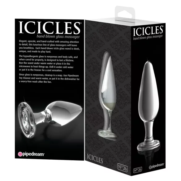 Icicles No. 26 - analni čep - stožčast - steklo - prozoren