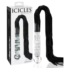   Icicles No. 38 - bič iz umetnega usnja in stekleni dildo - prozorno črna