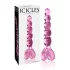 Icicles No. 43 - stekleni dildo z bunkicami in srcem - roza