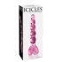Icicles No. 43 - stekleni dildo z bunkicami in srcem - roza