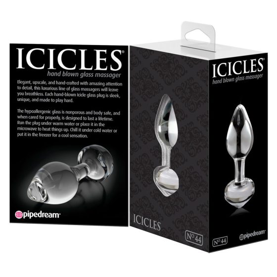 Icicles No. 44 - stožčasti stekleni analni dildo (prosojen)