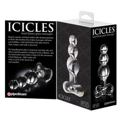   Icicles No. 47 - stekleni analni dildo s trojnimi kroglicami (prosojen)