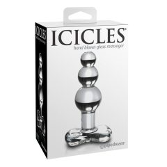   Icicles No. 47 - stekleni analni dildo s trojnimi kroglicami (prosojen)