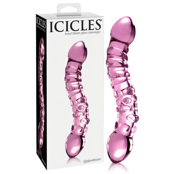 Icicles No. 55 - stekleni dildo z dvema koncema za G-točko - roza