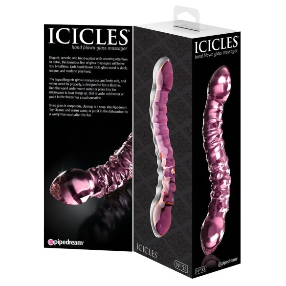 Icicles No. 55 - stekleni dildo z dvema koncema za G-točko - roza