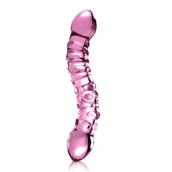 Icicles No. 55 - stekleni dildo z dvojnim koncem in točko G (roza)