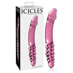   Icicles No. 57 - stekleni dildo z dvema konicama za penis (roza)