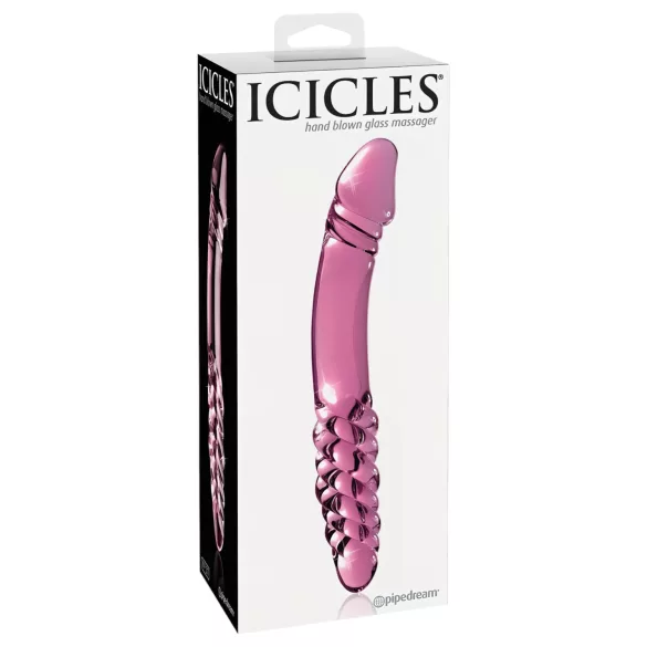 Icicles No. 57 - stekleni dvostranski dildo s penisom - roza