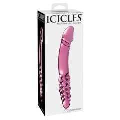   Icicles No. 57 - stekleni dildo z dvema konicama za penis (roza)