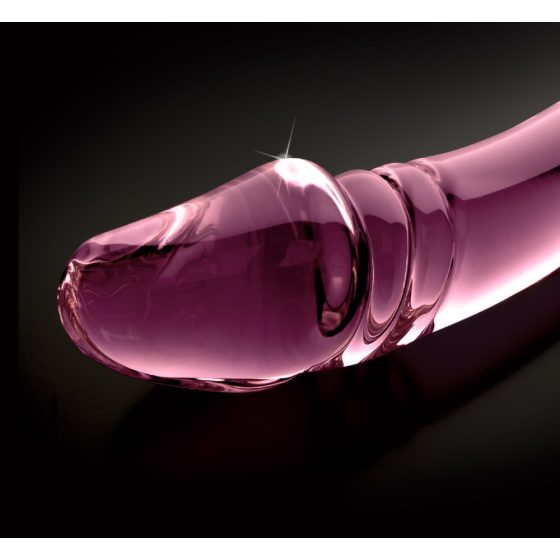 Icicles No. 57 - stekleni dildo z dvema konicama za penis (roza)