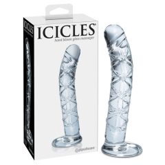   Icicles No. 60 - stekleni dildo z mrežastim penisom (prosojen)