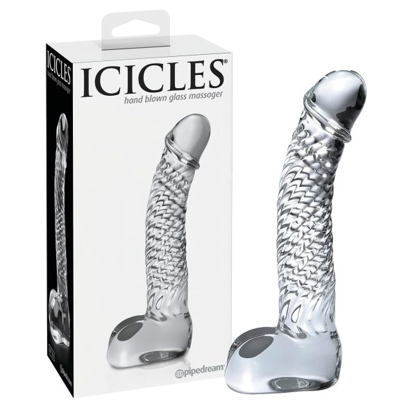 Icicles No. 61 - steklen dildo s testisi in penisom - prozoren
