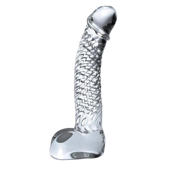 Icicles No. 61 - steklen dildo s testisi in penisom - prozoren