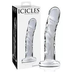 Icicles No. 62 - stekleni dildo z obliko penisa - prozoren