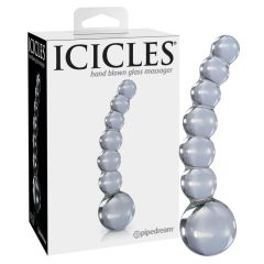   Icicles No. 66 - ukrivljen, sferičen, steklen dildo (prosojen)