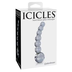   Icicles No. 66 - ukrivljen, sferičen, steklen dildo (prosojen)