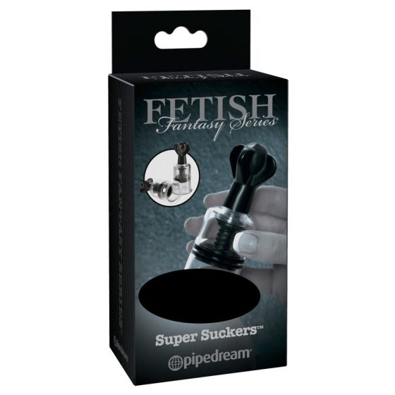Fetish Super Suckers - črpalka za bradavičke (črna-transparentna)