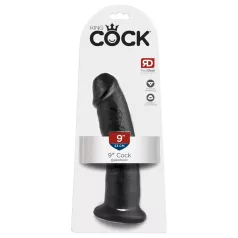 King Cock - dildo z vakuumskim dnom - črn - 23 cm