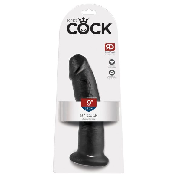 King Cock - dildo z vakuumskim dnom - črn - 23 cm
