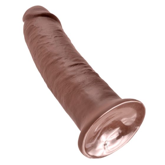 King Cock 10 - velik dildo z objemko (25 cm) - rjav