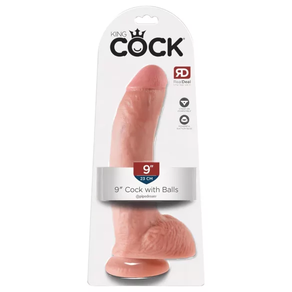 King Cock 9 - velik dildo z modoma in priseskom (23 cm, naraven)
