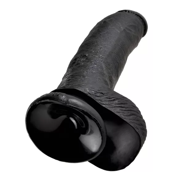 King Cock - dildo z močno prisesalko in modami - črn 23 cm