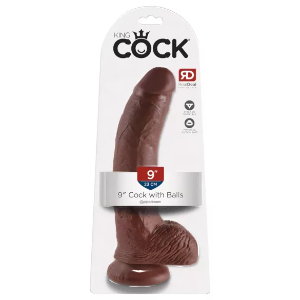 King Cock - realistični dildo z modami in priseskom - 23 cm - rjav