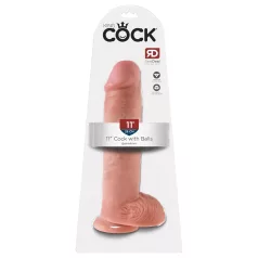   King Cock - realistični dildo z modami in priseskom - 28 cm - naravna barva