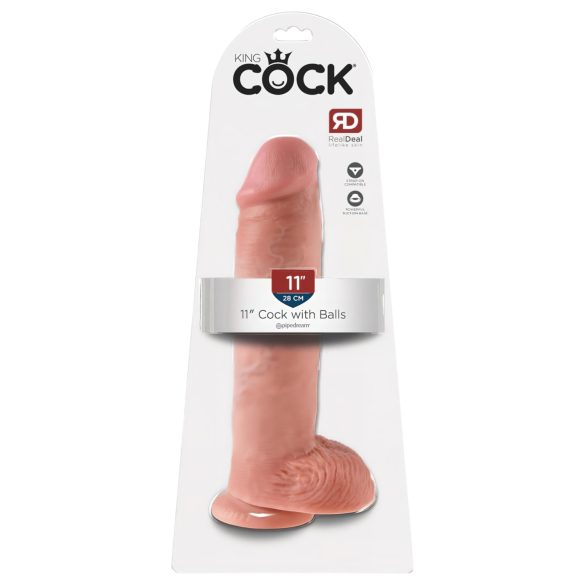 King Cock - realistični dildo z modami in priseskom - 28 cm - naravna barva