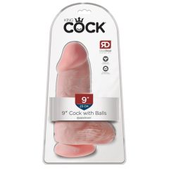   King Cock 9 Chubby - pripenjalni, testisni dildo (23 cm) - naravni