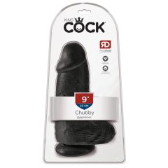   King Cock 9 Chubby - pripenjalni, testisni dildo (23 cm) - črn