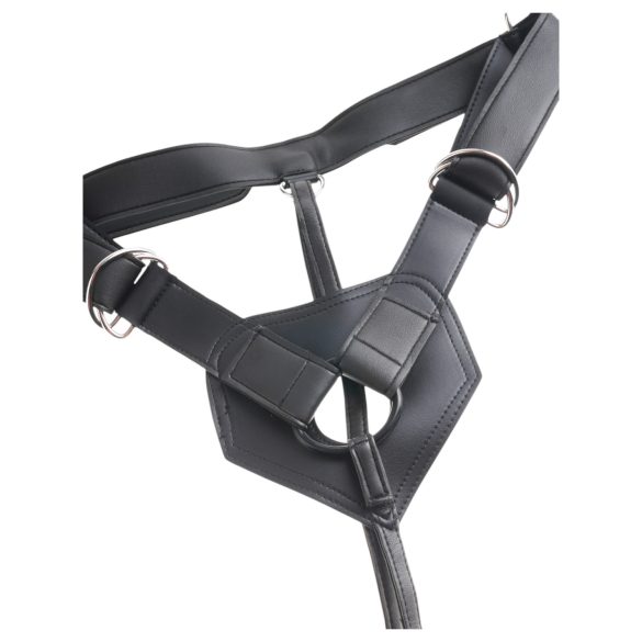 King Cock - Strap-on dildo s pasom - črn 18 cm