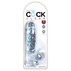   King Cock Clear - dildo s priseskom in modami - prozoren 15 cm