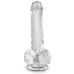 King Cock Clear 6 - majhen dildo s testisi (15 cm)