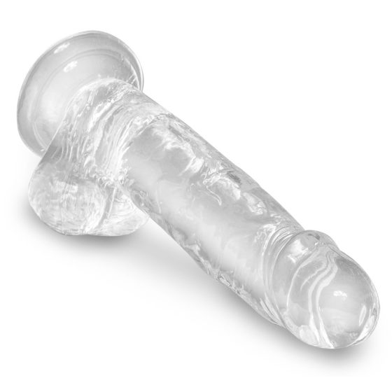 King Cock Clear 7 - pripenjalni, testisni dildo (18 cm)