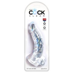King Cock Clear 7,5 - pripenjalni, testisni dildo (19 cm)