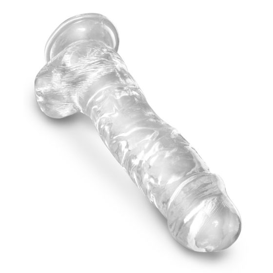 King Cock Clear 8 - pripenjalni, testisni dildo (20 cm)