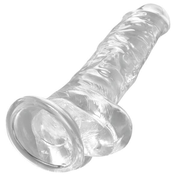 King Cock Clear 8 - dildo s sesalcem in jajci (20 cm)
