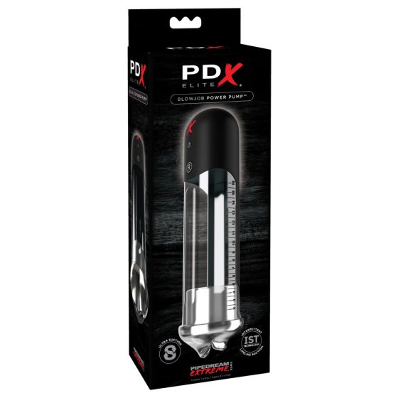 PDX Blowjob - avtomatska črpalka za penis z ustnicami (črna)
