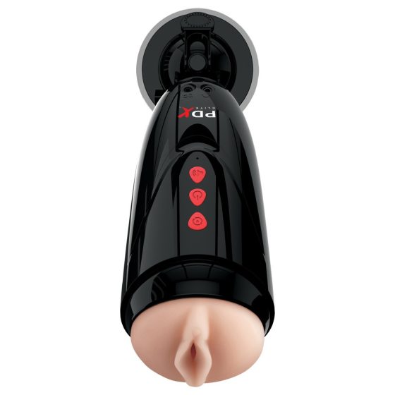 PDX Elite Dirty Talk - vibracijski masturbator z možnostjo polnjenja (črn)