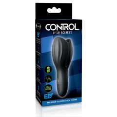   Control Cock Teaser - vodoodporen vibrator z želodom, ki ga je mogoče polniti (črn)