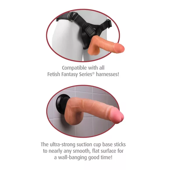 Real Feel Deluxe No.1 - realistični vibrator s testisi - kožna barva