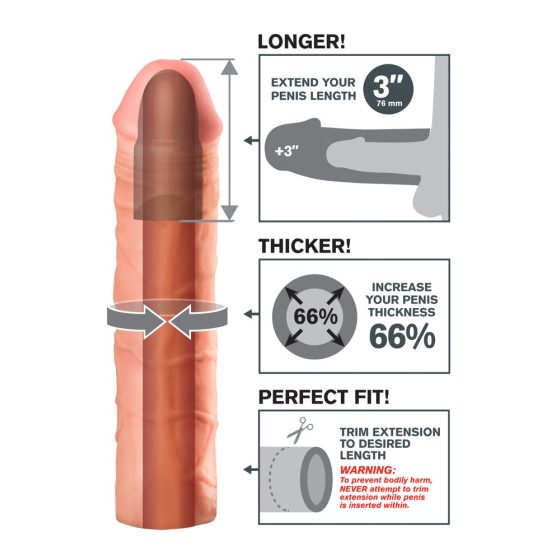 X-TENSION Mega 3 - realistična nožnica za penis (22,8 cm) - naravna