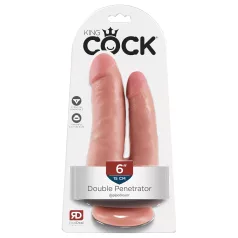   King Cock - dvojni dildo za dvojno penetracijo - realističen - naravna barva