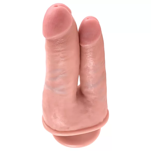 King Cock - dvojni dildo za dvojno penetracijo - realističen - naravna barva