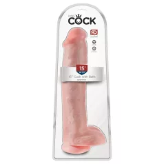  King Cock - dildo s priseskom in modom - 38 cm - naravna barva
