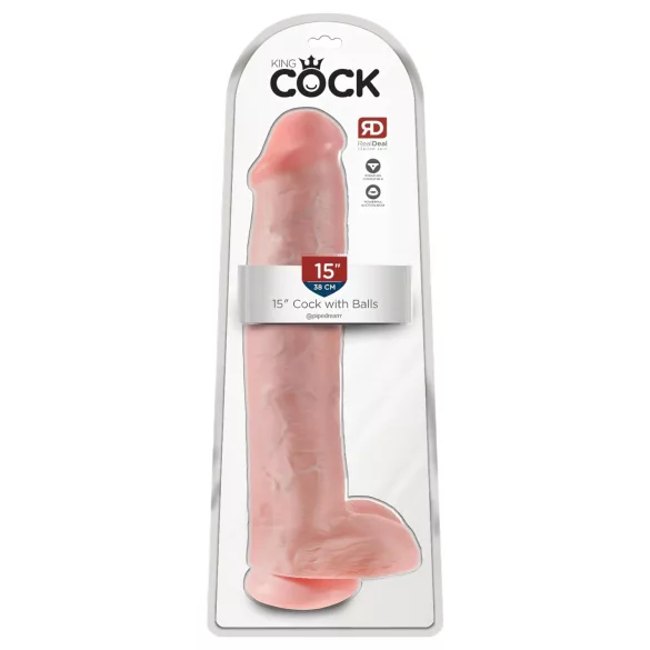 King Cock - dildo s priseskom in modom - 38 cm - naravna barva