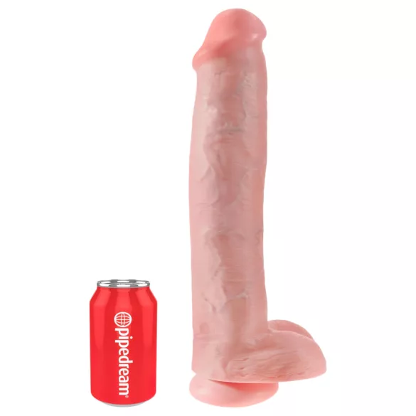 King Cock - dildo s priseskom in modom - 38 cm - naravna barva